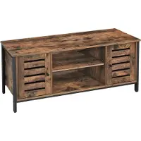 Vasagle Lance Armoire TV 110cm 2 portes 2 compartiments - rustique brun/noir