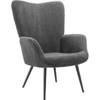 TecTake Fauteuil Hygge rembourré, ergonomique, charge maximale 150 kg - Sans tabouret, Velours côtelé large anthracite/noir