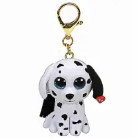 TY Porte-clés en peluche Mini Boos Clip Fetch Le Chien Blanc et Noir