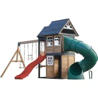 Axi Noud Aire De Jeux En Bois, 2 Balançoires, Toboggan Tubulaire Et Toboggan Rouge | Maisonnette Xxl Pour Enfants Avec Structure D'Escalade Et