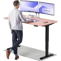 Desktronic HomePro Bureau électrique réglable en hauteur 160x80cm noir/rose avec fonction mémoire, technologie anti-collision, ports de recharge USB-A et USB-C