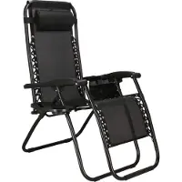 Springos Bain de soleil Chaise longue avec appui-tête Chaise relax 110 x 80 x 67 cm Porte-boissons Poche suspendue Accoudoirs Pliable Zero Gravity