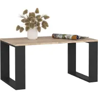Akord Table basse Nox en écosystème avec étagère et pieds noirs 92 cm