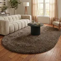 NATURL. Tapis shaggy ovale - Blaze Taupe | 160x230 cm | Ovale | Pile haute