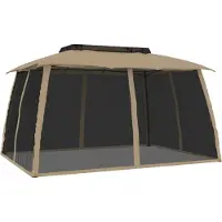 vidaXL -Arbor -Parois latérales en filet et double toit 3,93x2,93 M crème acier