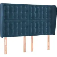 vidaXL Tête de lit avec oreilles bleu foncé 147x23x118/128 cm velours