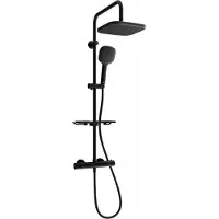 Mexen KT33 ensemble de douche externe avec pomme de douche et mitigeur thermostatique, noir - 771503393-70
