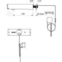 Delabie Vanne murale TEMPOMATIC 4 G 1/2B raccord encastré 230/6V L190
