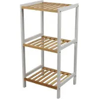 DOCHTMANN Etagère 3 étages 35x30x70 cm, blanc, bambou