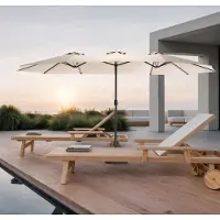 OKWISH Parasol de Jardin Rectangulaire Double Face - Grand Parasol avec Manivelle et Structure en Acier - Toile Polyester 453x267 cm - Kaki