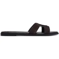 BOSS Sandales en cuir suédé avec monogramme Double B brodé