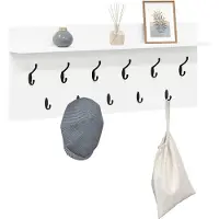 vidaXL Porte-manteau mural avec étagère Blanc Bois d'ingénierie