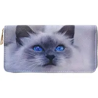 Juleeze JZWA0201 Porte-monnaie motif chat yeux bleus gris 19x10cm