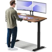 Desktronic HomeOne Bureau électrique réglable en hauteur 140x70cm noir/noyer avec fonction mémoire, technologie anti-collision, ports de charge USB-A et USB-C