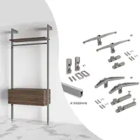 Emuca Zero Supports Kit For Module Wood And Collar Bar Argenté