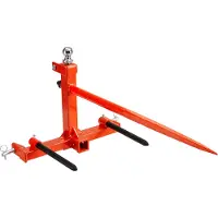 Vevor Pique-botte de Foin Capacité de Charge 725 kg Fourche à Balles 3 Dents Fourches à Pointes Fixation Rapide avec 2 Stabilisatrices 444 mm pour Tracteurs
