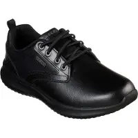 SKECHERS pour homme. 65693 Chaussures en cuir Delson Antigo noir (42), Plat, 1 à 3 cm, Lacets, Casuel