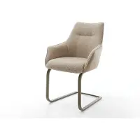 DELIFE Cantilever Alja-Flex avec accoudoirs tissu mixte couleur boue pied cantilever plat aspect titane ressorts ensachés