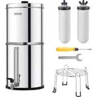 Vevor Système de filtration d'eau par gravité Système de plan de travail en acier inoxydable 7,8+8,5L Système de filtration d'eau, réduit le plomb et jusqu'à 99% de chlore
