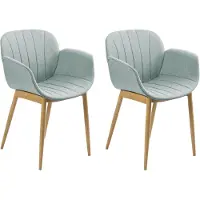 Beliani Lot de 2 chaises de salle à manger en tissu vert menthe avec accoudoirs mobilier de salle à manger design et moderne