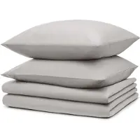 Blumtal literie 2x 135x200cm + 2x taies d'oreiller 80x80cm - Microfibre Bed Sheets 135x200cm - 4 paires de draps gris clair