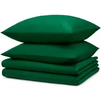 Blumtal Literie 2x 135x200cm + 2x taies d'oreiller 80x80cm - Microfibre Bed Sheets 135x200cm - Set de 4 draps de lit vert foncé