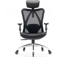 Sihoo M18 Chaise de bureau à dossier haut en tissu mesh respirant et ergonomique, avec appui-tête réglable et soutien lombaire, roulettes universelles améliorées, noir