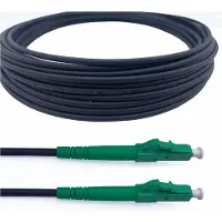 Elfcam - Câble à fibre optique de 150 m avec gaine en acier, connecteurs LC/APC vers LC/APC, OS2, monomode, simplex, LSZH, noir