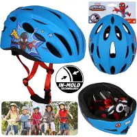 Sarcia.eu Casque de vélo pour enfants MARVEL Spider-Man Bleu IN-MOLD, garçons, réglable 52-56 cm