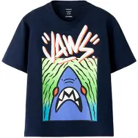 Name it T-Shirt 'NKMMateo Jaws' bleu roi / bleu foncé / vert clair / blanc