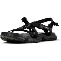 Camper pour femme. K201900-001 Sandales Karst noir (37), Plat, Boucle, Casuel, Polyester recyclé