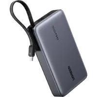 UGREEN Power Bank (55992B), , charge rapide, affichage numérique, USB, Type-C, câble USB-C intégré, 145 W, 20000 mAh - Gris
