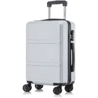 YONSLY Valise à roulettes Valise de voyage Valise à roulettes Bagage à main, avec 4 roulettes 360°, valise rigide, serrure à combinaison, poignée souple en caoutchouc (L, argent)
