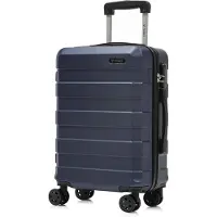 YONSLY Valise à roulettes Valise de voyage Valise à roulettes Bagage à main, avec 4 roulettes 360°, valise rigide, serrure à combinaison, poignée souple en caoutchouc (L, bleu foncé)