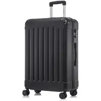 YONSLY Valise à roulettes Valise de voyage Valise, valise à roulettes Bagage à main, avec 4 roulettes 360°, valise rigide, serrure à combinaison, poignée souple en caoutchouc (M, noir)