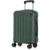 YONSLY Valise à roulettes Valise de voyage Valise, valise à roulettes Bagage à main, avec 4 roulettes 360°, valise rigide, serrure à combinaison, poignée souple en caoutchouc (L, vert foncé)
