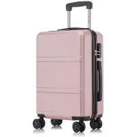 YONSLY Valise à roulettes Valise de voyage Valise, valise à roulettes Bagage à main, avec 4 roulettes 360°, valise rigide, serrure à combinaison, poignée souple en caoutchouc (XL, or rose)