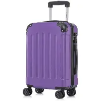 YONSLY Valise de voyage haut de gamme , serrure TSA, fermeture éclair YKK, valise à coque rigide, valise cabine à roulettes, valise à main (violette, L)