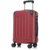 YONSLY Valise de voyage haut de gamme , serrure TSA, fermeture éclair YKK, valise à coque rigide, valise cabine à roulettes, valise à main (rouge, M)