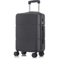 YONSLY Valise à roulettes Valise de voyage Valise, valise à roulettes Bagage à main, avec 4 roulettes 360°, valise rigide, serrure à combinaison, poignée souple en caoutchouc (M, noir)