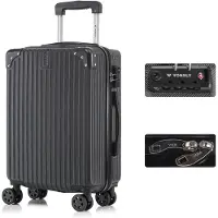 YONSLY Valise de voyage haut de gamme , serrure TSA, fermeture éclair YKK, valise rigide à roulettes, valise cabine, valise à roulettes, bagage à main (noir, XL)