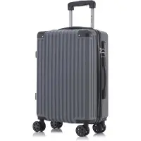 YONSLY Valise à roulettes Valise de voyage Valise à roulettes Bagage à main, avec 4 roulettes 360°, valise rigide, serrure à combinaison, poignée souple en caoutchouc (L, gris)