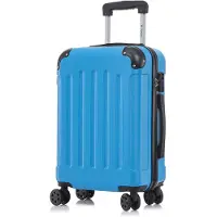 YONSLY Valise de voyage haut de gamme , serrure TSA, fermeture éclair YKK, valise rigide, valise cabine à roulettes, valise à main (bleu, XL)