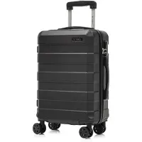 YONSLY Valise à roulettes Valise de voyage Valise, valise à roulettes Bagage à main, avec 4 roulettes 360°, valise rigide, serrure à combinaison, poignée souple en caoutchouc (L, noir)