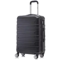 YONSLY Valise à roulettes Valise de voyage Valise, valise à roulettes Bagage à main, avec 4 roulettes 360°, valise rigide, serrure à combinaison, poignée souple en caoutchouc (XL, noir)