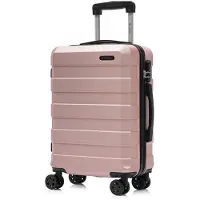 YONSLY Valise à roulettes Valise de voyage Valise à roulettes Bagage à main, avec 4 roulettes 360°, valise rigide, serrure à combinaison, poignée souple en caoutchouc (M, or rose)