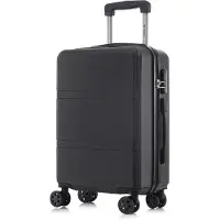 YONSLY Valise à roulettes Valise de voyage Valise à roulettes Bagage à main, avec 4 roulettes 360°, valise rigide, serrure à combinaison, poignée souple en caoutchouc (XL, noir)