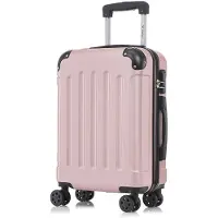 YONSLY Valise à roulettes Valise de voyage Valise, valise à roulettes Bagage à main, avec 4 roulettes 360°, valise rigide, serrure à combinaison, poignée souple en caoutchouc (M, or rose)