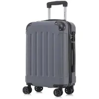 YONSLY Valise de voyage haut de gamme , serrure TSA, fermeture éclair YKK, valise à coque rigide, valise cabine à roulettes, valise à main (grise, XL)