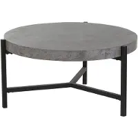 Beliani Table basse gris noir aspect béton plateau MDF structure métallique ronde moderne industriel